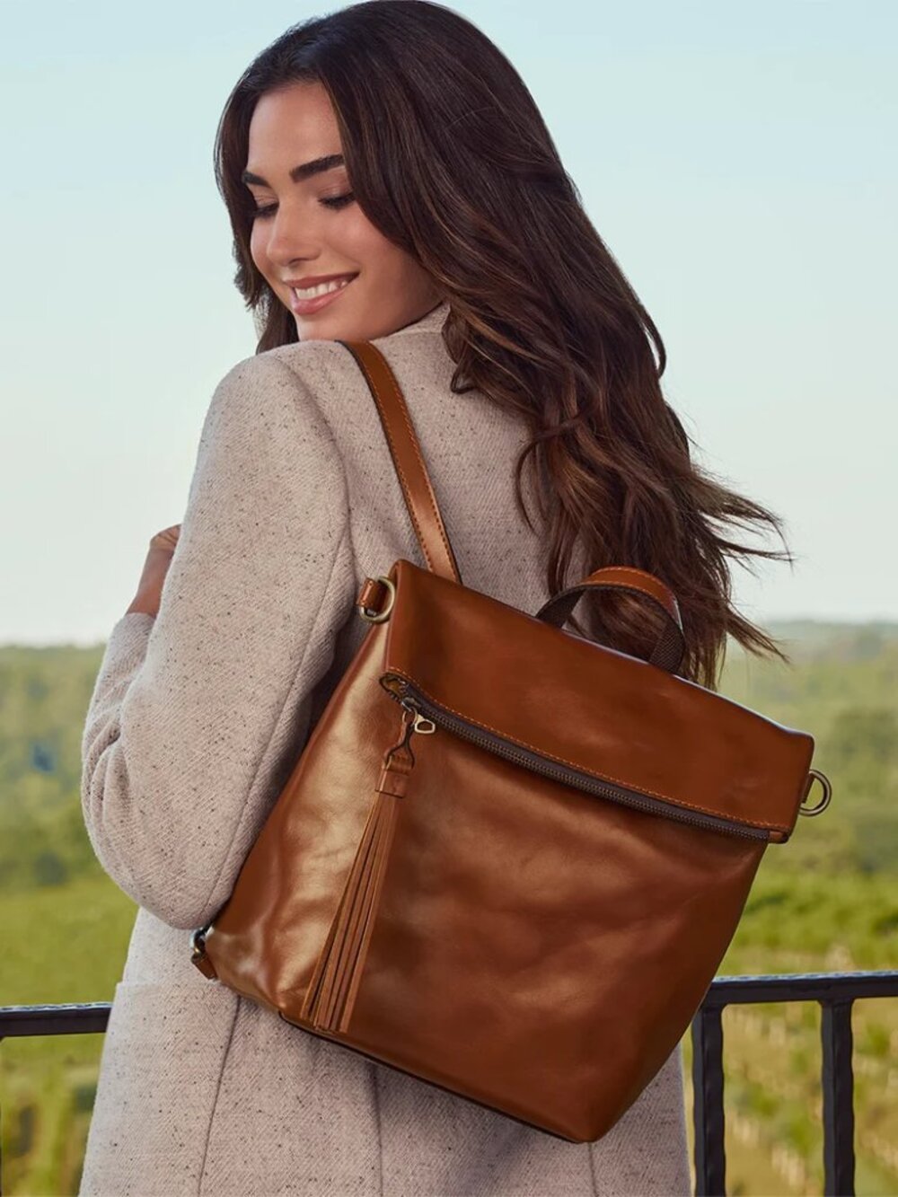 Patricia Nash Luzille Convertible Backpack Brown Leather Bag